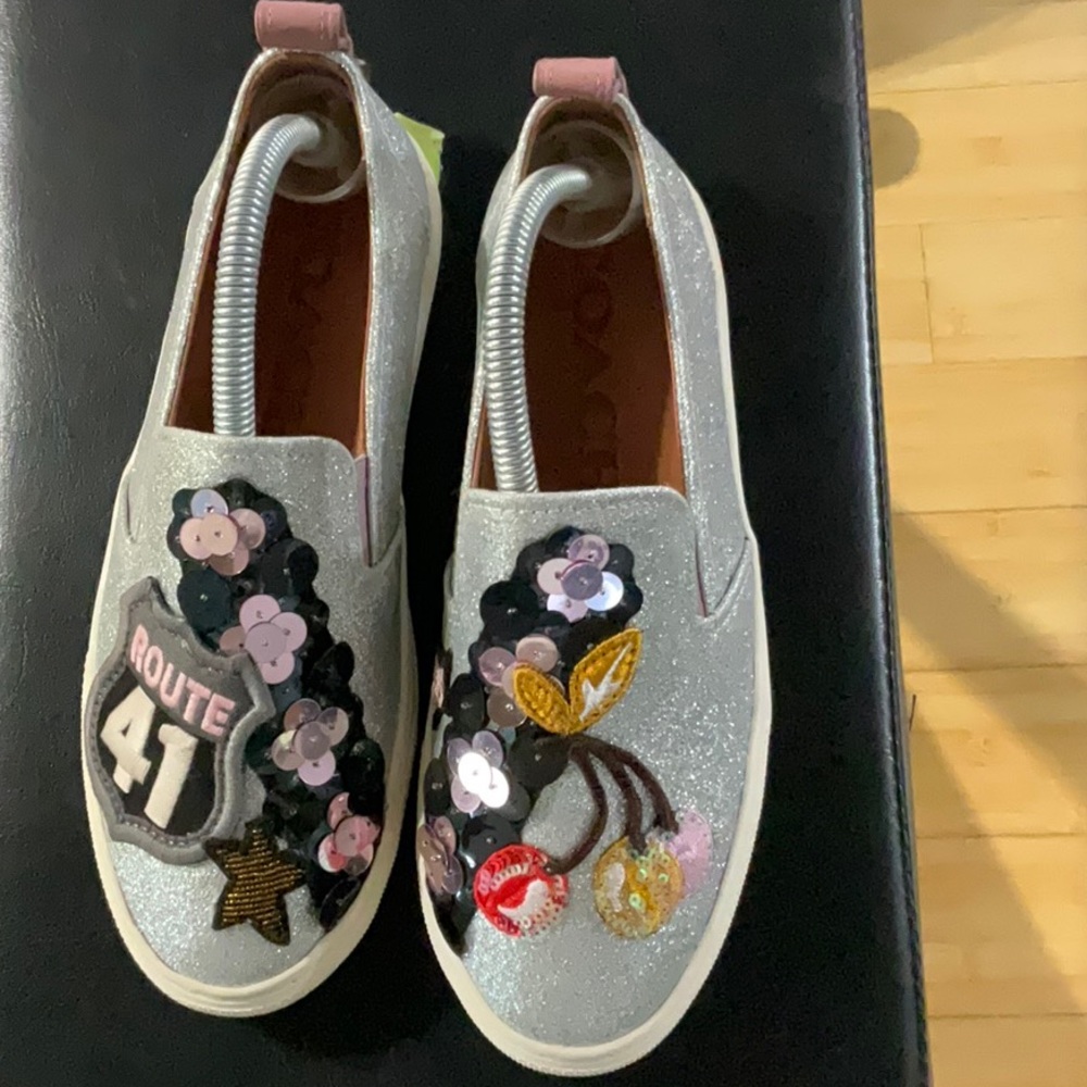 Coach Cherry Glitter Patches Slip On#5.5/36